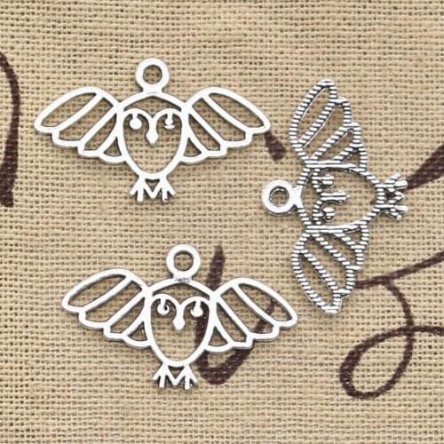 50pcs Charms Expanded Wings Owl 18x29mm Antique Making Pendant fit,Vintage Tibetan Bronze Silver color,DIY Bracelet Necklace