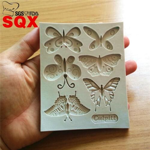 6PCS butterfly cake tool fondant silicone mold cake decorating mold Turn sugar moulds texture butterflySQ16150