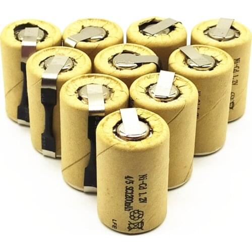 8/10/12/15PCS 4/5SC 1.2V rechargeable battery 1200mAh 4/5 SC Sub C Ni-CD cell with welding tabs for electric drill screwdriver