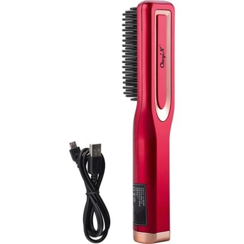 Cordless Electric Hair Straightening Brush Professional Hair Straightener Unisex Straightening Iron Comb Temperature Adjustable