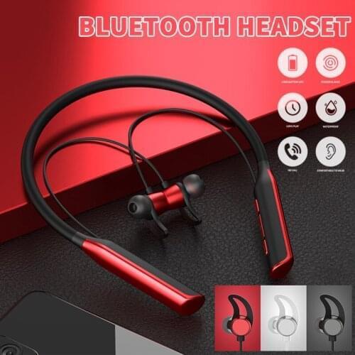Bluetooth headset stereo sports neck hanging earphone magnetic wireless earphone running IPX5 waterproof universal ear hanging