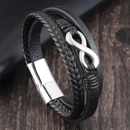 Irregular Winding Graphic Large Accessory Stainless Steel Mens Leather Bracelet Different Color Combination Bracelet Gift
