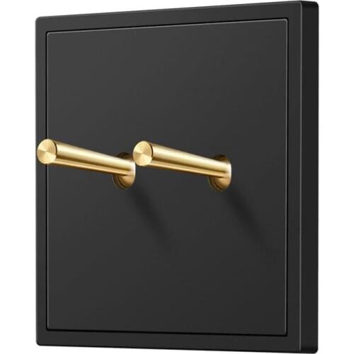 Black Wall Vintage Brass Lever Toggle Switch 1-4 Gang 2 Way Flame Retardant PC Panel Wall Light Switch