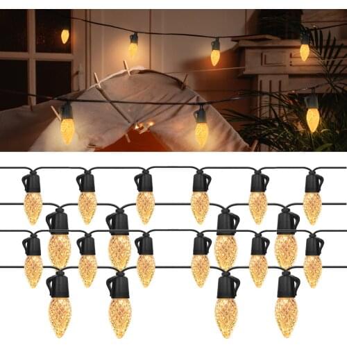 15M 20LED Diamond Bulb String Lights IP65 Waterproof Connectable for Outdoor Valentine Christmas Holiday Garland Cafe Decoration