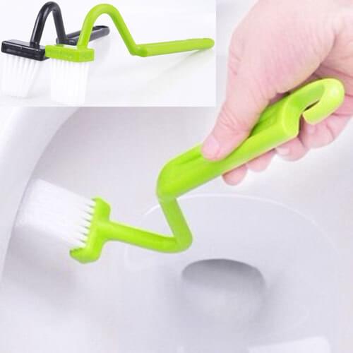 Hot Portable Toilet Brush Scrubber V-type Cleaner Clean Brush Bent Bowl Handle #32743