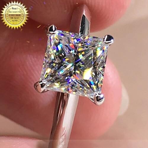 Au585 14K Gold Rings 1 2 3 4 5 Carat Princess Square D color VVS Moissanite Diamond Wedding Party Engagement Anniversary Ring