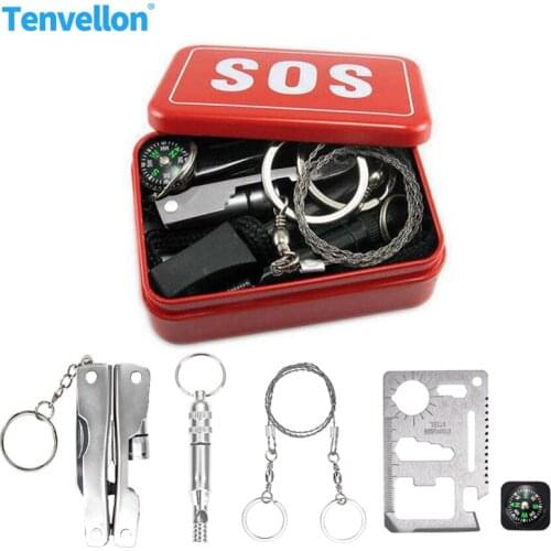 Outdoor Camping Emergency Escape Kit Safety Survival kit SOS Camping Hiking Self Help whistle compass Disaster relief supplies