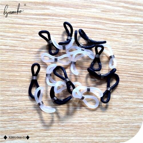 Lymouko 5 Pairs/Lot Black White Silicone Rubber Stop Ring for Glasses Ear Hooks Chain Adjustable Buckle Lanyard Accessories