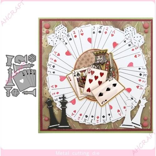 Poker and Chess Metal Cutting Dies for DIY Scrapbooking Photo Album Decorative Embossing PaperCard Crafts Die2020