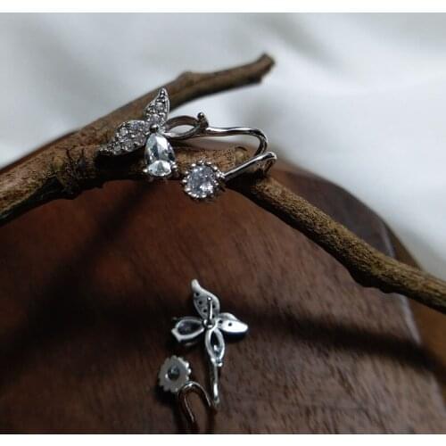 Fashion crystal butterfly clip earrings for women Rhodium plated No pierced ear clip jewelry boucles d'oreilles pour les femmes