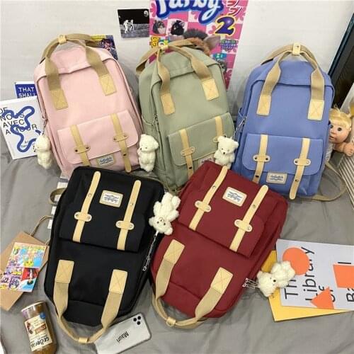 Harajuku Fashion Womens Backbag Nylon Waterproof Schoolbags For Girls Large-capacity Lightweight Travel Backpacks