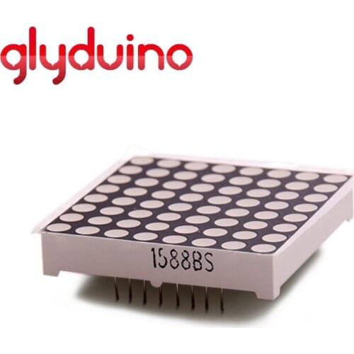 Glyduino 3.75mm 8*8 Dot Matrix Common Anode Display Module 16 Pin Red Light LED Display