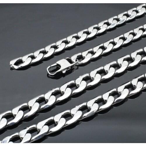 10mm Cuban Link Curb Chain Mens/Womens Stainless Steel Necklace Casual Jewelry 16inch-40inch