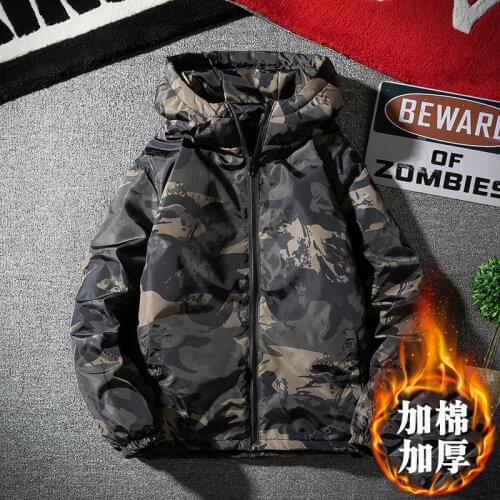 Mens jacket, windbreaker, camouflage Hoodie, mens thickened cotton coat, orijuku running Motorcycle Jacket 9 colors