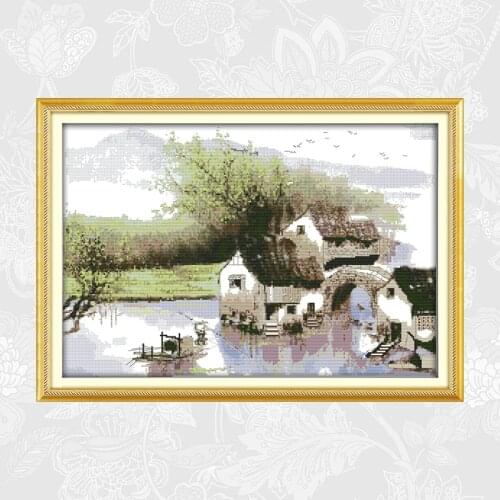 Enjoyable Jiangnan Spring Aida Canvas Cross-stitch Kits DMC 11CT 14CT DIY Handmade Crafts Embroidery Set Wholesale