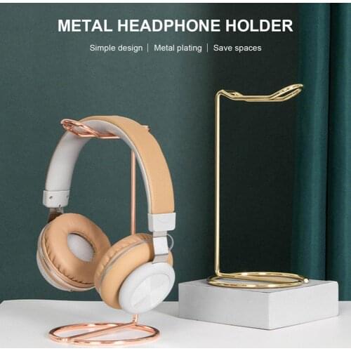 Desktop Vertical Headphone Stand Metal Plating Earphone Display Holder Hook Desktop Mount Headset Exhibition Bracket Organizer