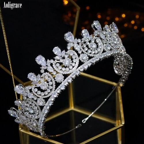 New Full Zirconia Wedding Bride Crowns Gold Silver CZ Tiaras Birthday Party Pageant Headpieces Bridal Sweet 16 Hair Accessories