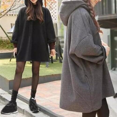 New Hooded Hoodies Women Sweatshirt Harajuku Loose Oversized Hoodies Woman Solid Color Pockets womens Hoodies Casual Pullovers