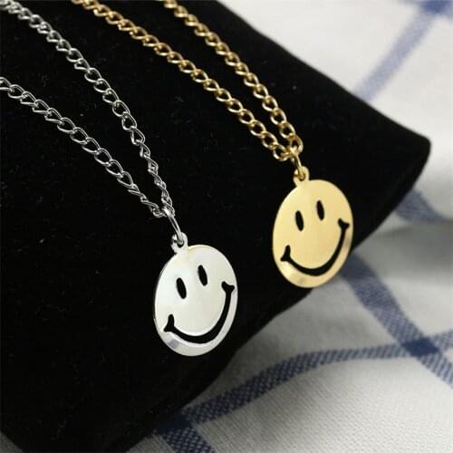 Cute Smile Charm Necklaces for Women Girls Smiley Face Pendant Happy Statement Chain Jewelry Gifts