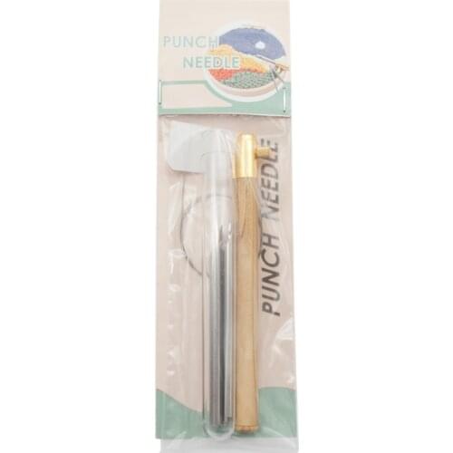 Wooden Handle Punch Poke Needle Embroidery Pen Wire Guide Sewing Weaving Tools Kit for thread Yarn