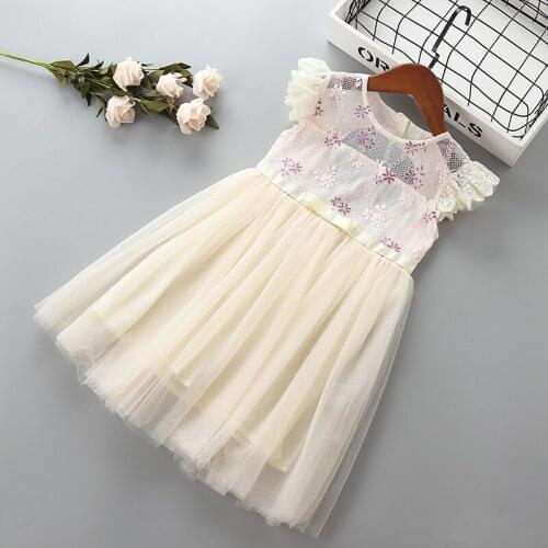 Girl flower princess dress Summer children bow knot clothing baby girls birthday back Hollow dresses for 2-7 years kids Clothes