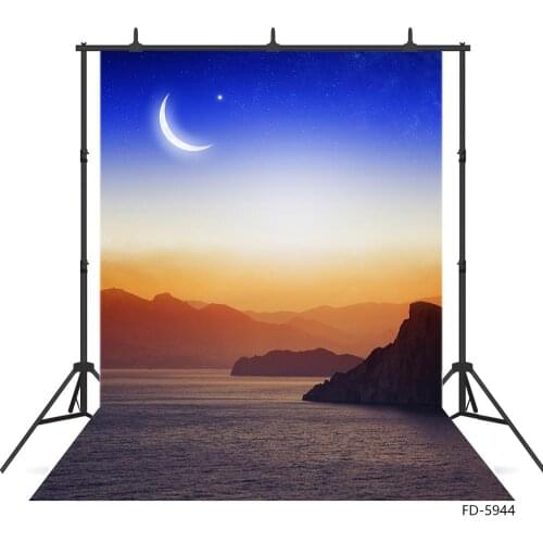 River Mountain Moon Stars Photo Backdrop Customized Fond Backgrounds for Baby Children Portrait Photobooth Photography Props