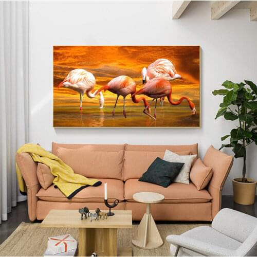 Nordic Poster Flamingo Art Pictures Painting Printed On Canvas Wall Decoration For Living Room Modern Animal Home Decor