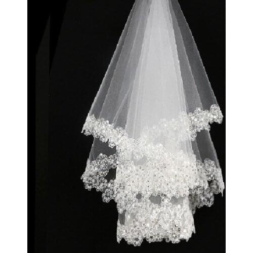 Gorgrous Bride Bridal wedding Creamy White ivory Sequins Hair Head Veil hair accessory