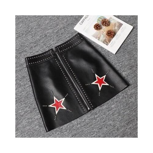 2019 Autumn and Winter New high Waist Rivet Slim Skirt J8