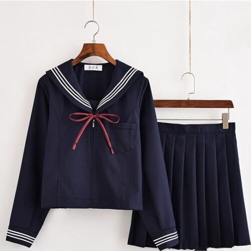 Girls Japanese School Uniform Japan Navy Sailor Uniform Graduation Clothing School Shirt Skirt Students Sets