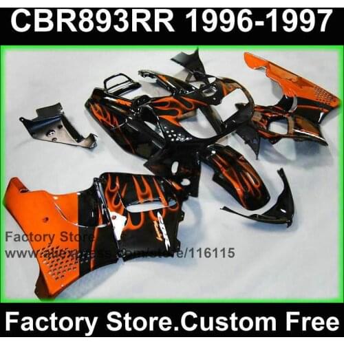 Aftermarket fairing parts for HONDA 1996 1997 CBR900RR CBR 893RR 96 97 fireblade orange flame CBR 893 fairings