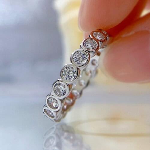 100% 925 Sterling Silver Eternity Ring Ladies Engagement 3MM SONA Stone Wedding Ring Jewelry Quality Assurance