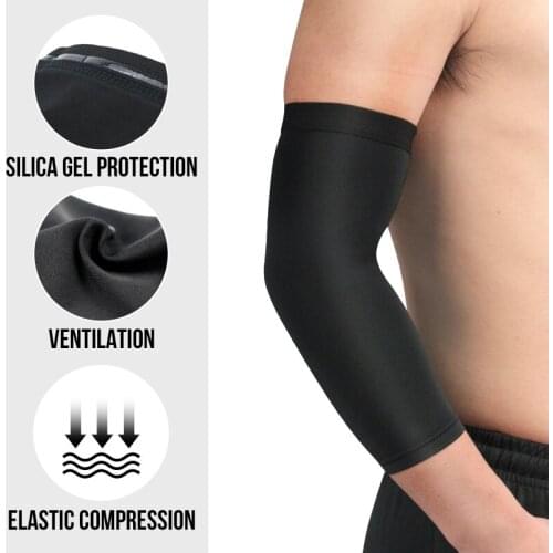 1 Pair Breathable Elastic Elbow Guard With Silicone Antiskid Sports Safety Arm Sleeves Suitable For Basketball Cycling Running