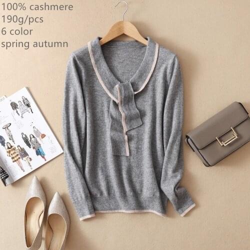 Naizaiga 100% cashmere v neck butterfly collar women female pullovers sweater , DLRP20