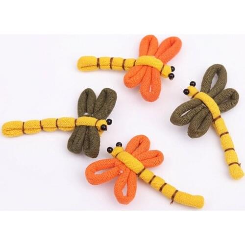 4Pcs 5.5*6.5cm Handmade Flowers Dragonfly Appliques For DIY Baby Hair Clip Headwear Crafts Decor Ornament Accessories TH026