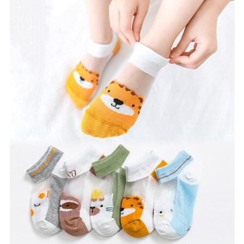 5 Pairs/Lot Children Cotton Socks Boy Girl Baby Infant Ultrathin Fashion Breathable Solid Mesh Socks For Summer 0-5T Teens Kids
