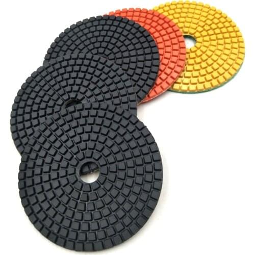 5 PCS Stone Concrete Marble Quartz Granite 4 Inch Diamond Wet Sanding Polishing Polisher Pads Kit Tools for Wet Grinder Polisher