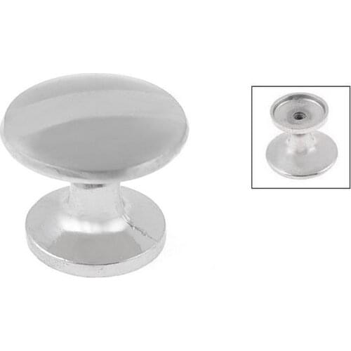 Closet Cabinet 28mm 1.1" Diameter Door Round Knob Metal Pull Handle Silver Tone 5PCS