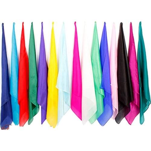 50pcs/lot 15*15cm Colorful Silk Scarf Magic Tricks Close Up Street Stage Magic Prop Accessories Magicians Gimmick Illusions