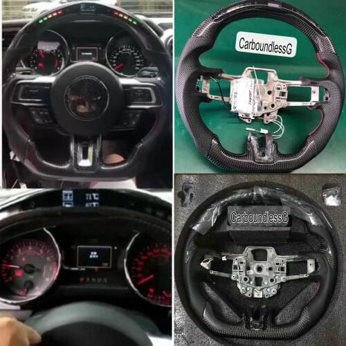 Car Styling Steering Wheel Shift Paddle Extension Shifters W/ LED Light leather carbon fiber steering wheel for Mustang 2015-19