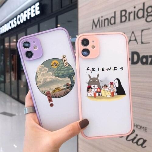 ZUIDID Japan Anime Happy Totoro Phone Case For iPhone 12 11 Pro MAX X XS XR SE20 7 8Plus Cute Friends Clear Hard Cover Matte Bag