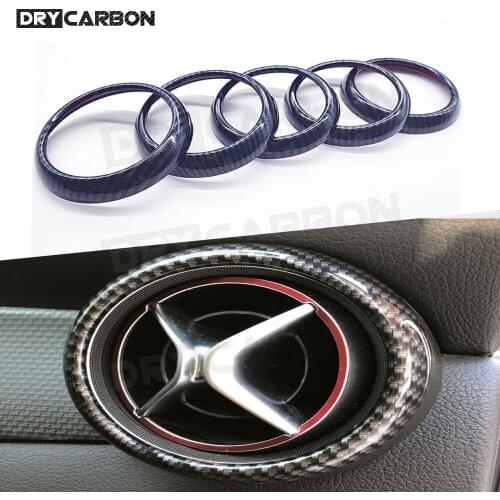ABS Carbon Look Car Air Conditioning Vent Decorative Rings Car Accessorise for Mercedes Benz CLA GLA Class W117 X156 5Pcs