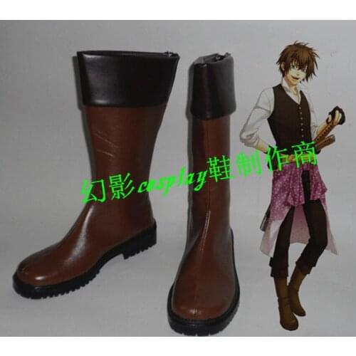 Hakuouki Toudou Heisuke PU Long Cosplay Boots Shoes H016