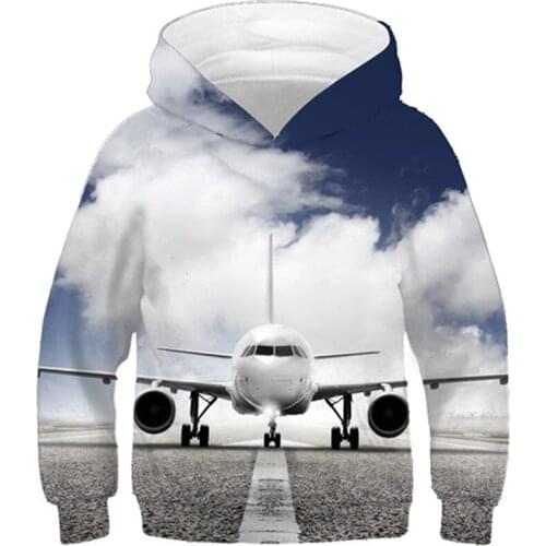 2020 Autumn Winter Boy/Girl 3d Hoodies Print Taking Off AirPlane Blue Sky Cloud Sweatshirts Children Kids Fashion Pullover Tops