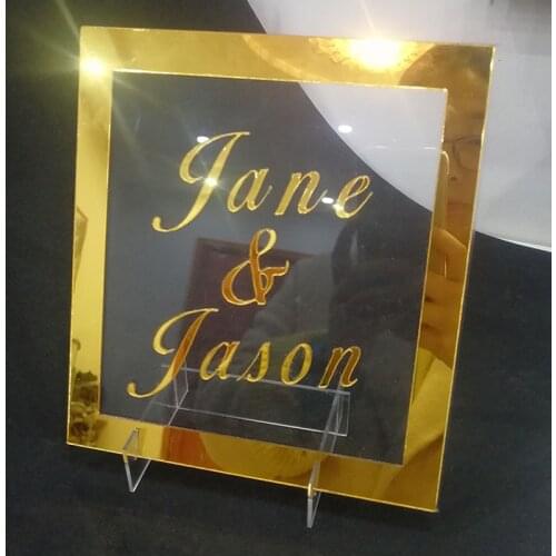 Custom Bride Groom Name Mirror wedding frame photobooth Signage Personalized Transparent Acrylic Sign Plate Party Decor Favors