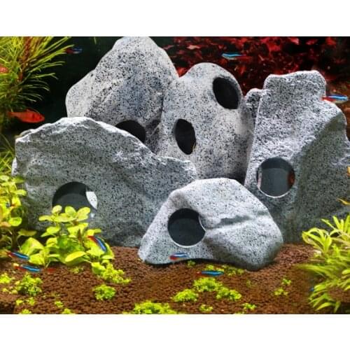 Aquarium Cichlid Stone Ceramics Rock Cave Aquarium Fish Tank Pond Shrimp Breeding Ornament Decor Accessory Decorative Marbles