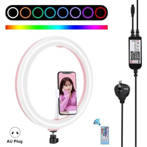 PULUZ 12 inch Ring Light & Tripod Stand & Phone Holder Dimmable RGB LED Selfie Ring Light & Remote YouTube Videos Vlogging Light