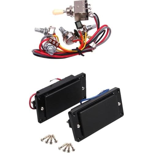 Black Sealed Humbucker Pickup Set+Circut Wiring 3 Box Pickup Selector for LP Electric Guitar