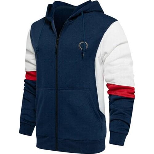 Mens Fashion Color Block Pullover Hoodie Fleece Sweatshirts Sports with Pockets