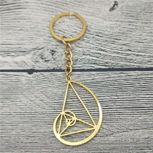 New Spiral with Triangle Key Chains Fashion Science Biology Jewellery Fibonacci Ratio Psychology Keychain Keyring For Women Men